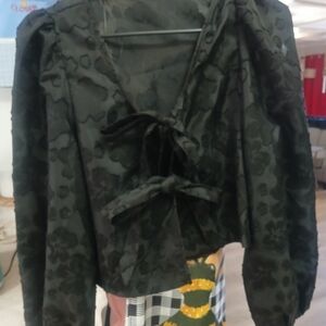 Elegant Black Floral Women's Top & Skirt